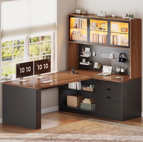 Shaped computer desk 3 - w/,